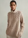 Reiss Cashmere Roll Neck Jumper Wool Cable Knit