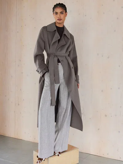Reiss Mink Wool-blend Belted Blindseam Coat In Brown