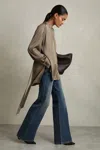 Reiss Mink Woven High-neck Belted Blouse In Mink