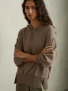 Reiss Mink Woven Hooded Top In Brown