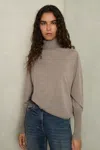 Reiss Mink Wren Roll-neck Jumper With Cashmere In Mink