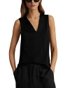 Reiss Black V-neck Shell Top In Black