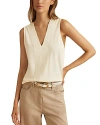 Reiss Mira V-neck Sleeveless Woven Top In Ivory