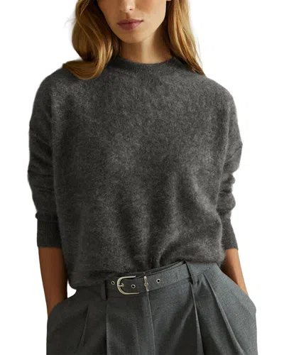 Reiss Misha Brushed Cashmere Cardigan In Gray