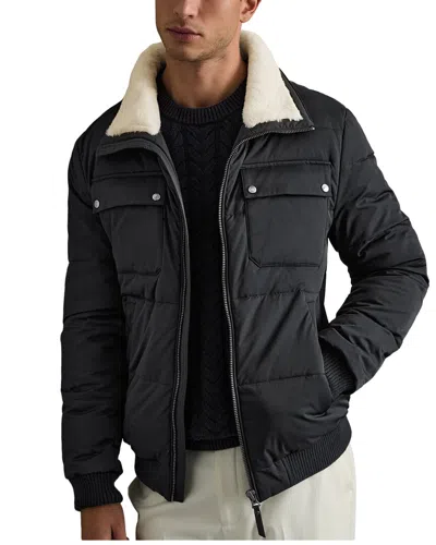 Reiss Misty Zip Through Fur Casual Jacket In Black