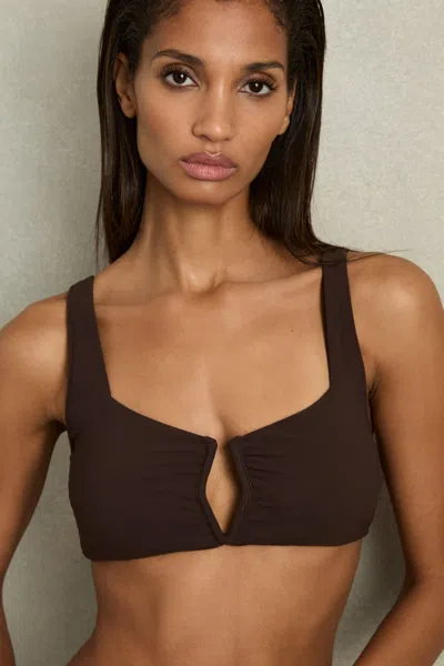 Reiss Mocha Alba V-front Bikini Top