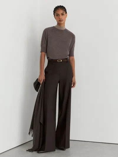 Reiss Mocha Brown Merino Wool Mock-neck T-shirt