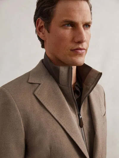 Reiss Mocha Brown Single-breasted Blazer With Gilet Insert Tailored-fit