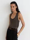 Reiss Ruby Silk Stretch Front Tank Top In Brown