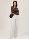 Reiss Mocha Brown Velvet Cut-out Long-sleeve Top In Brown