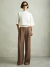 Reiss Petite Abigail Pull On Wide Leg Pants In White