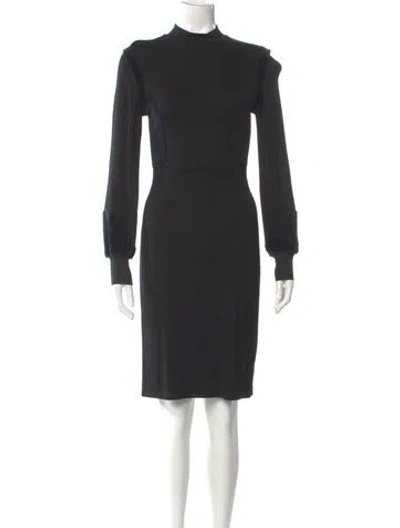 Pre-owned Reiss Mock Neck Knee-length Dress In Black