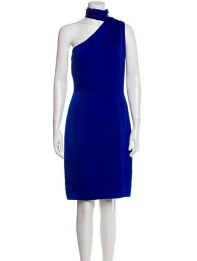 Pre-owned Reiss Mock Neck Knee-length Dress In Blue