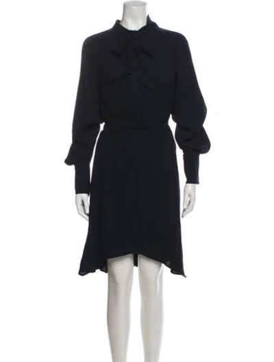 Pre-owned Reiss Mock Neck Knee-length Dress In Blue