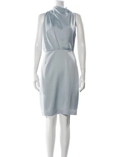 Pre-owned Reiss Mock Neck Knee-length Dress In Blue