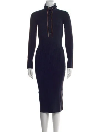 Pre-owned Reiss Mock Neck Knee-length Dress In Blue