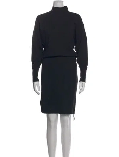 Pre-owned Reiss Mock Neck Knee-length Dress In Blue