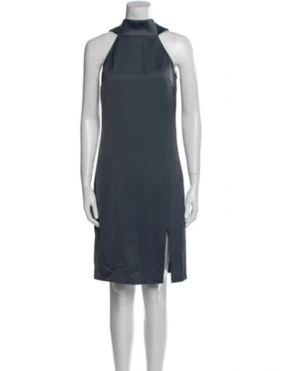 Pre-owned Reiss Mock Neck Knee-length Dress In Gray