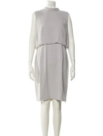 Pre-owned Reiss Mock Neck Knee-length Dress In Gray