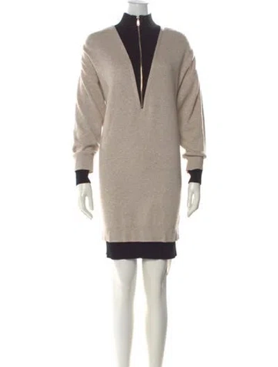 Pre-owned Reiss Mock Neck Knee-length Dress In Neutral