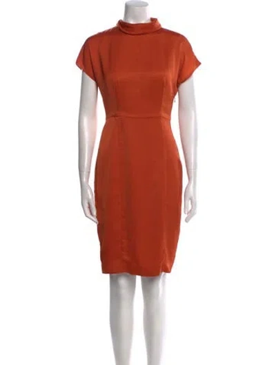 Pre-owned Reiss Mock Neck Knee-length Dress In Orange