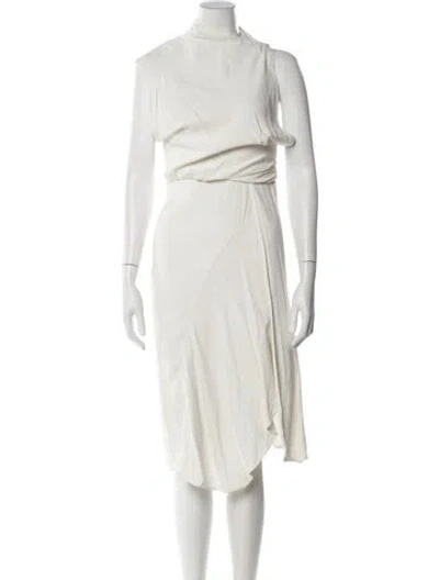 Pre-owned Reiss Mock Neck Knee-length Dress In White
