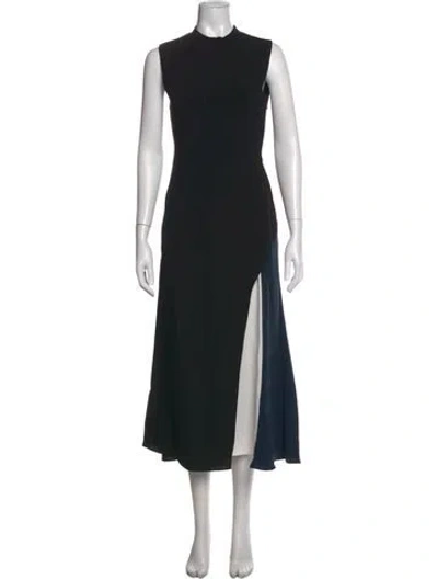 Pre-owned Reiss Mock Neck Long Dress In Black