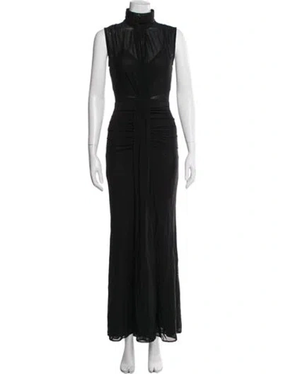 Pre-owned Reiss Mock Neck Long Dress In Blue