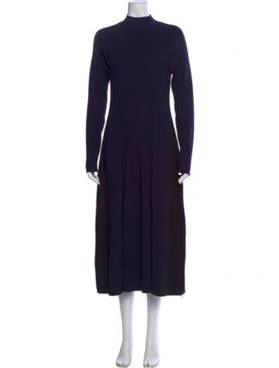 Pre-owned Reiss Mock Neck Long Dress In Blue