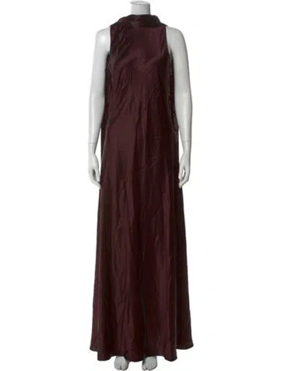 Pre-owned Reiss Mock Neck Long Dress In Brown