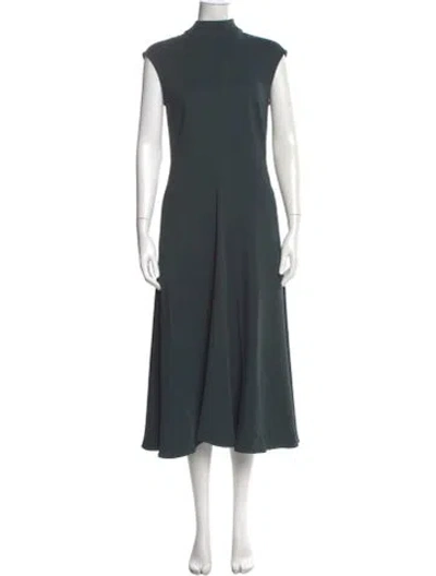 Pre-owned Reiss Mock Neck Long Dress In Green