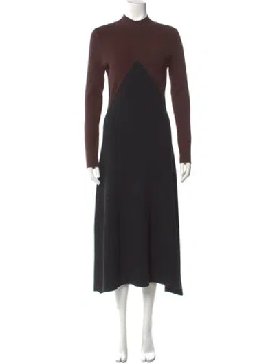 Pre-owned Reiss Mock Neck Long Dress W/ Tags In Black