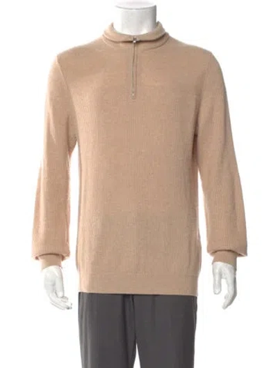 Pre-owned Reiss Mock Neck Long Sleeve Polo Sweater In Neutral
