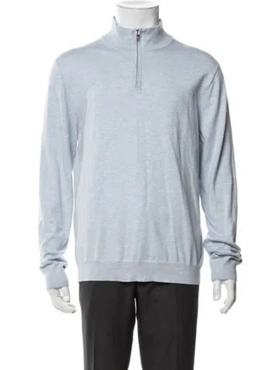 Pre-owned Reiss Mock Neck Long Sleeve Pullover In Blue