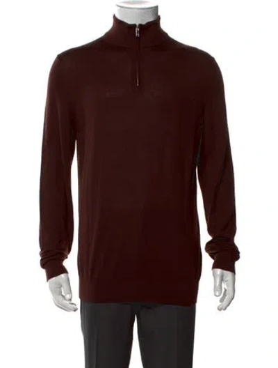 Pre-owned Reiss Mock Neck Long Sleeve Pullover In Brown