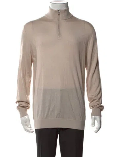 Pre-owned Reiss Mock Neck Long Sleeve Pullover In Neutrals