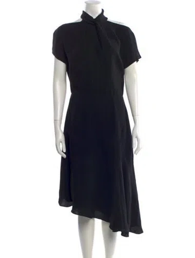 Pre-owned Reiss Mock Neck Midi Length Dress In Black