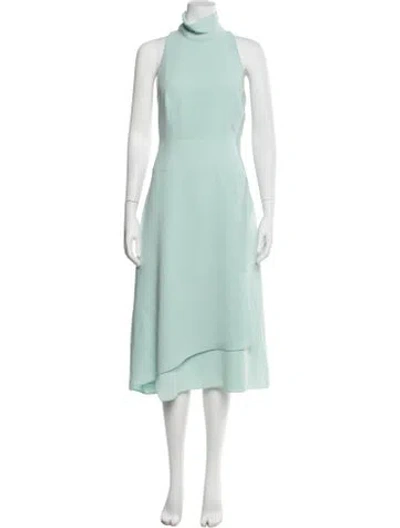 Pre-owned Reiss Mock Neck Midi Length Dress In Blue