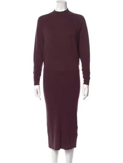 Pre-owned Reiss Mock Neck Midi Length Dress In Burgundy