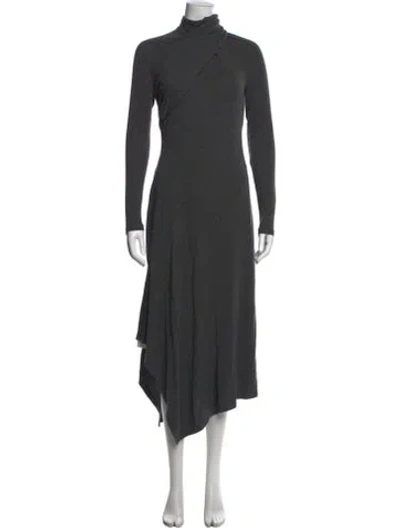 Pre-owned Reiss Mock Neck Midi Length Dress In Gray