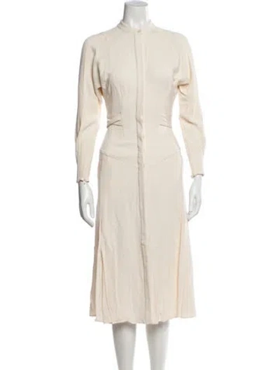 Pre-owned Reiss Mock Neck Midi Length Dress In Neutral
