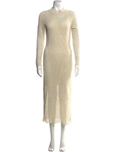 Pre-owned Reiss Mock Neck Midi Length Dress In Neutrals