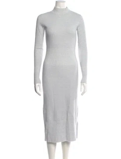 Pre-owned Reiss Mock Neck Midi Length Dress W/ Tags In Gray