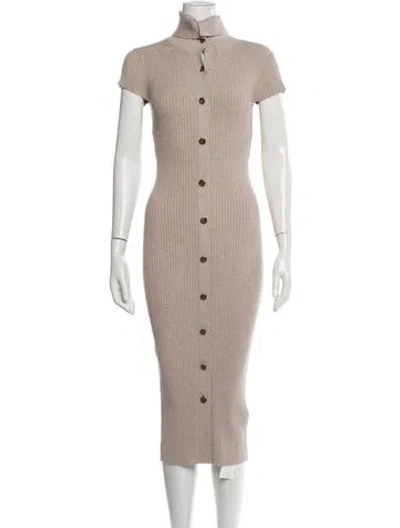 Pre-owned Reiss Mock Neck Midi Length Dress W/ Tags In Purple