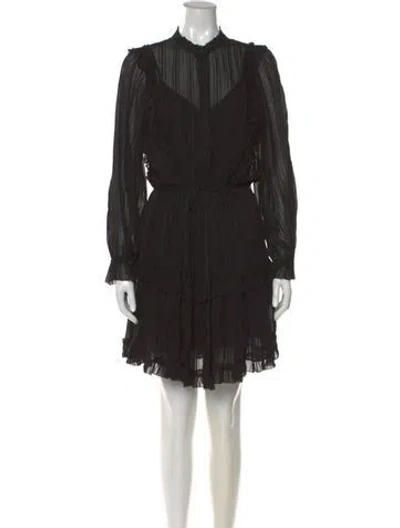 Pre-owned Reiss Mock Neck Mini Dress In Black