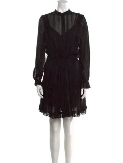 Pre-owned Reiss Mock Neck Mini Dress In Black