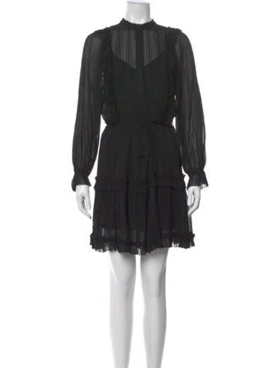 Pre-owned Reiss Mock Neck Mini Dress In Black