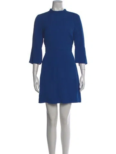 Pre-owned Reiss Mock Neck Mini Dress In Blue