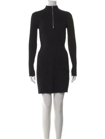 Pre-owned Reiss Mock Neck Mini Dress In Blue