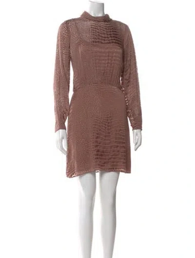 Pre-owned Reiss Mock Neck Mini Dress In Brown